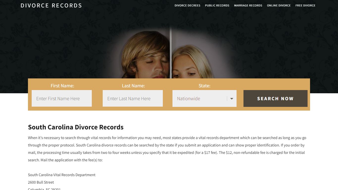 South Carolina Divorce Records